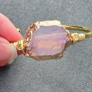 Rose Quartz Wire Wrap Cuff – 14Kt Gold Over Copper – Love & Self-Care Talisman